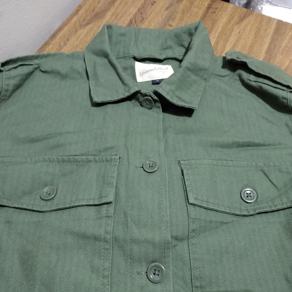 Universal Thread Goods & Co. Olive Green Button Up Military Style Jacket - Picture 10 of 12